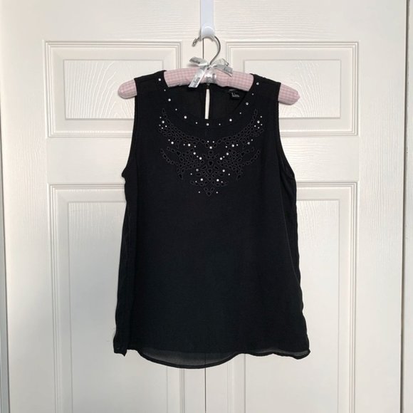 Forever 21 Black Sleeveless Studded Blouse-Size S - Picture 3 of 9
